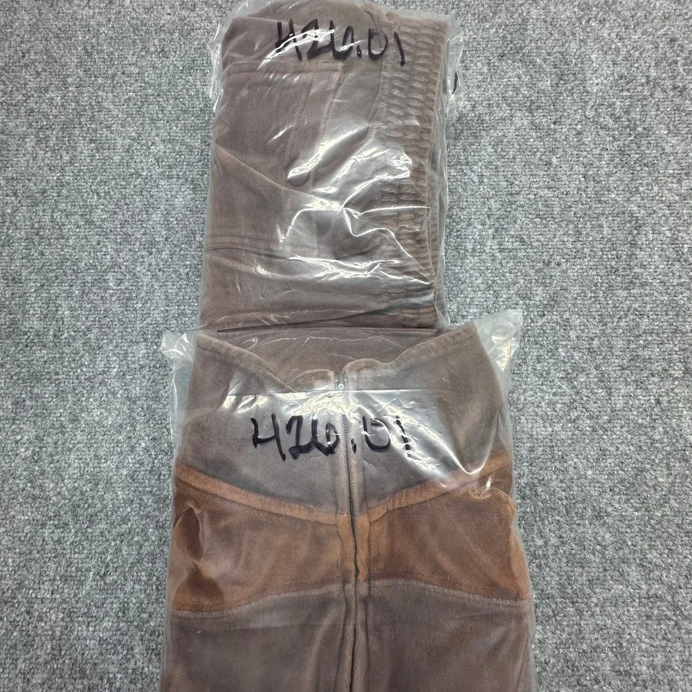 Vintage Irvine‎ Park Velour Patchwork Track Suit Set Mens Large Brown Tan Cream